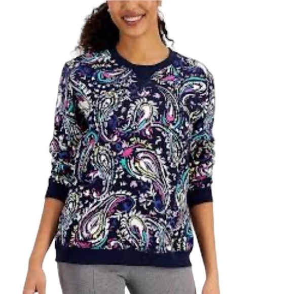Karen Scott Jane Paisley Crewneck Top size 1X - Picture 1 of 4